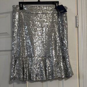 Crown & Ivy Silver Sequin Mini Skirt